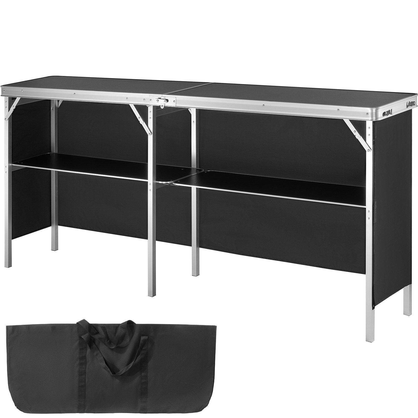 Extra Long Folding Bar Table With Carrying Case And Black Skirt_voghion.com